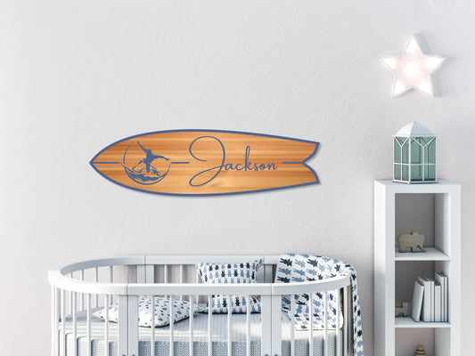 Surfboard Sign for Nursery or Child's Room, Personalized sign, Surfboard name sign for nursery decor, Teen Room, Kids Room, baby shower gift