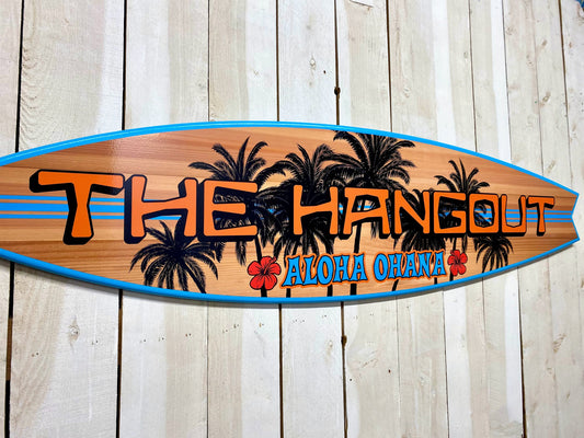 Surfboard Branding Signs, customized sign, coastal decor, beach and tiki bar decor, surf gifts, airbnb signs, vrbo signs, surf wall art