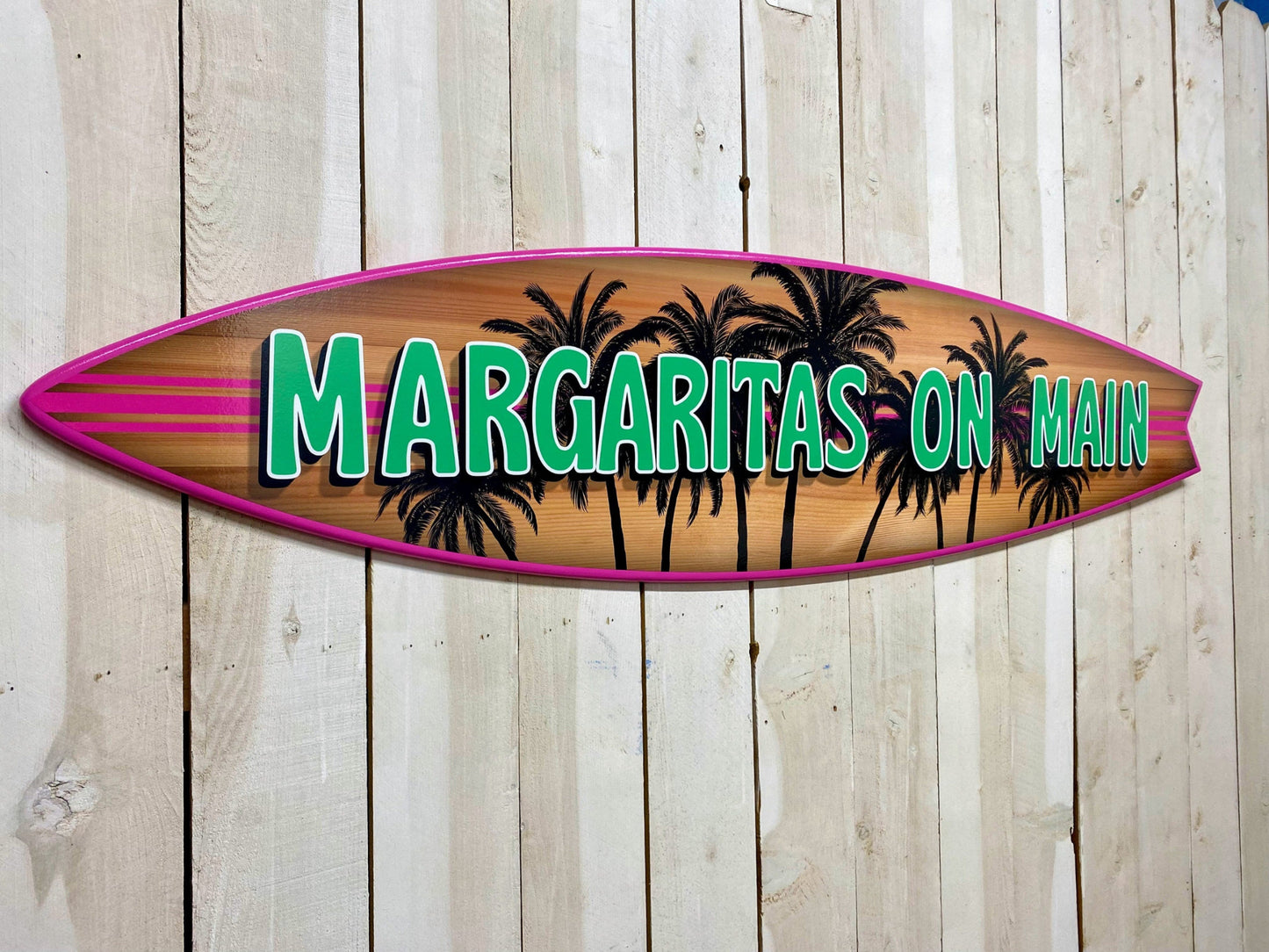 Surfboard Branding Signs, customized sign, coastal decor, beach and tiki bar decor, surf gifts, airbnb signs, vrbo signs, surf wall art